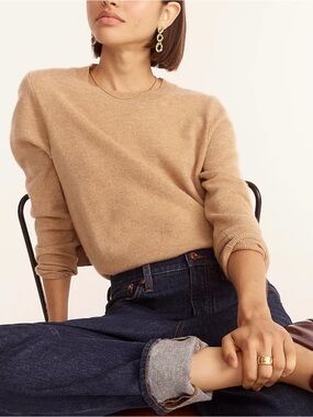 J. Crew Camel/Tan Crewneck Cashmere Sweater